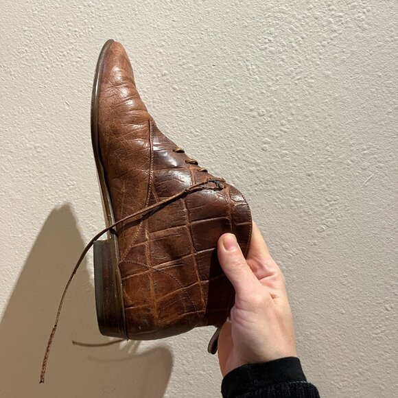 Vintage Brown Leather Lace-Up Boots - Size 9 - Picture 2 of 11